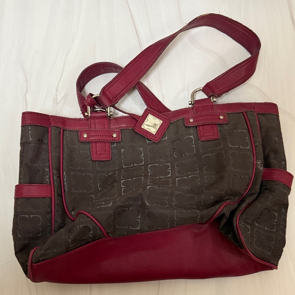 Vintage Elegant Burgundy and Gray Women's Tote Bag